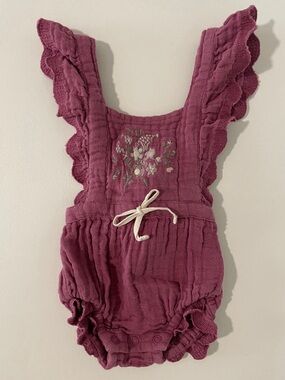 Jamie Kay Plum Floral Embroidered Baby Romper